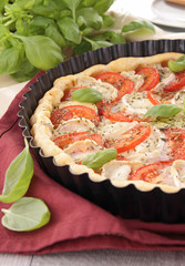 tomato,cheese and basil tart