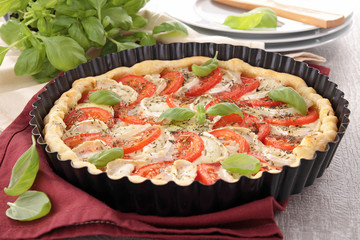 tomato,cheese and basil tart