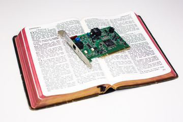 Worn Bible and Modem