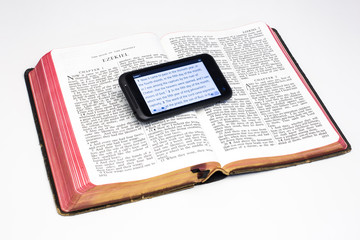 Worn Bible and Smartphone - Ezekiel