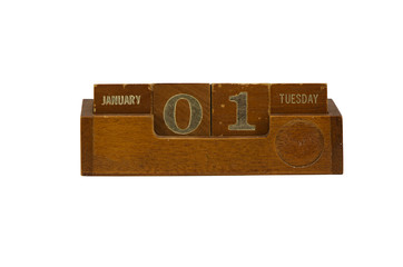 wooden calendar 2013 New year January 1 Tuesday