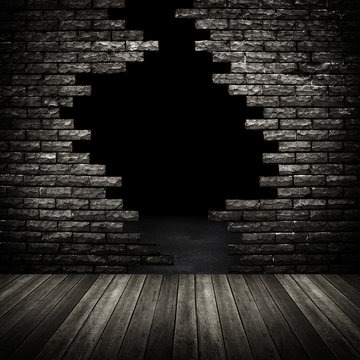 broken brick wall