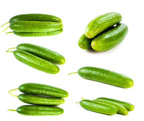 set of green cucumbers