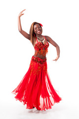 Young belly dancer in a turn