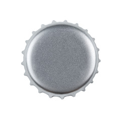 Silver bottle cap isolated on white with clipping path