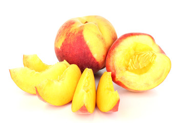 ripe peach isolated on white.