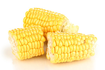 Fresh corn pieces isolated on white