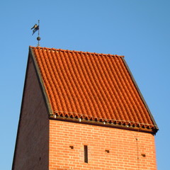 Brick tower with red roof (Riga, Latvia)