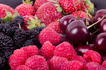 raspberries, mulberry, strawberry and cherry