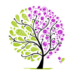 Fototapeta premium Art tree made from two parts for your design