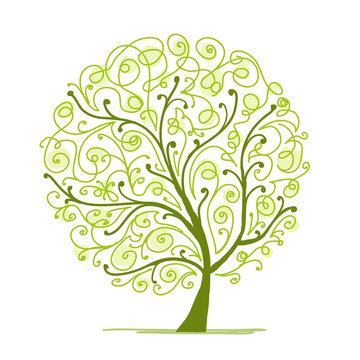Art tree green for your design