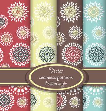 Vector set of floral seamless patterns