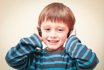 Boy with ear phones