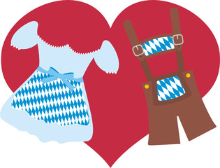 Dirndl und Lederhose mit Herz