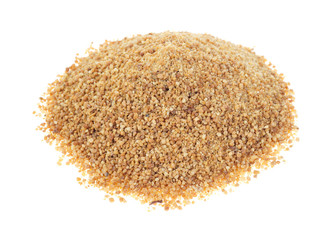 Coconut palm sugar on white background
