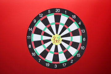 Darts with stickers depicting the life values