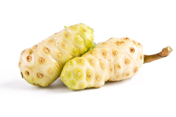 Noni fruits on white isolated background