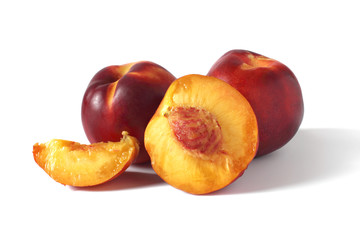 Fototapeta na wymiar juicy peaches isolated on white background