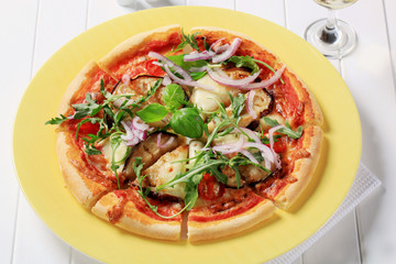 Eggplant and cheese pizza