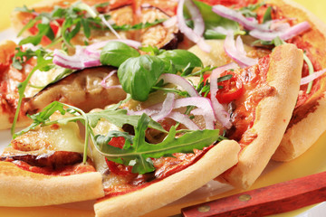 Eggplant and cheese pizza