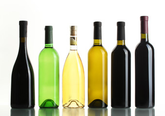 bottles of wine isolated on white