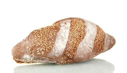 Homemade whole bread isolated on white background