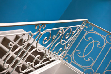 Escalier, fer forgé, rampe, architecture, intérieur, maison