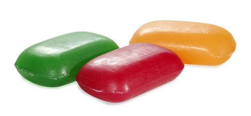Three colorful soaps