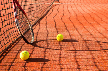 tennis racket and tennis balls