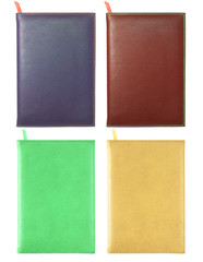 set of leather notebook isolated on white with clipping path