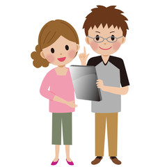 タブレットを使う男女