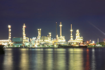 refinery plant area at night