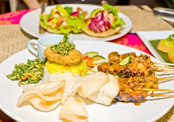 Delicious chicken satay on skewers