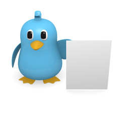 Blue bird with a blank board