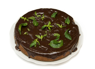 chocolate cake with mint