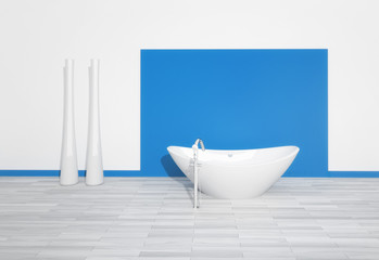 Naklejka na ściany i meble Exclusive luksusowe białe i niebieskie wnętrze łazienki