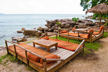 Relax zone on Serendipity beach in Sihanoukville, Cambodia
