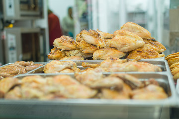 Bunch of fresh fried chicken in supermarket © Joshhh