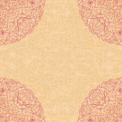 Retro Beige Invitation Card with Lace Decoration