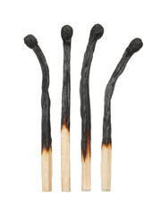 Burnt matches on a white background