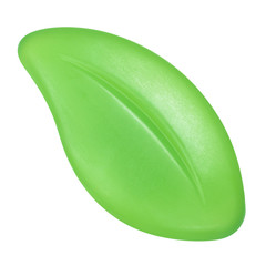 Soap in the form of a green leaf on white background