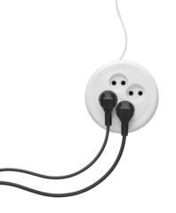 Electrical plugs and outlet extension on a white background