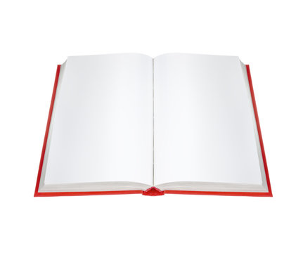 open book with blank pages on white background