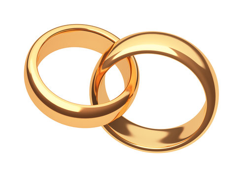 gold rings on a white background