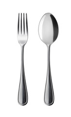 Flatware on white background. Fork and spoon.