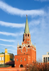 Moscow. Kreml. Troitskaya (Trinity) Tower against the sky.