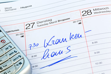 Obraz premium Eintrag im Kalender: Krankenhaus