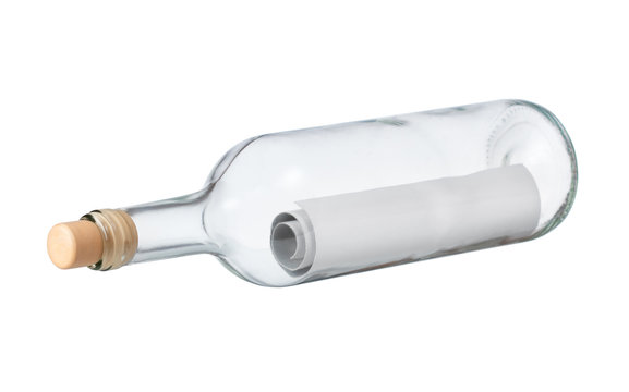 letter or message in a bottle on a white background