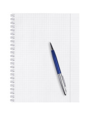 Notepad and pen on a white background