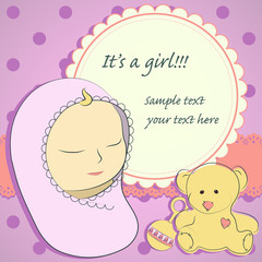 Cute baby girl arrival card